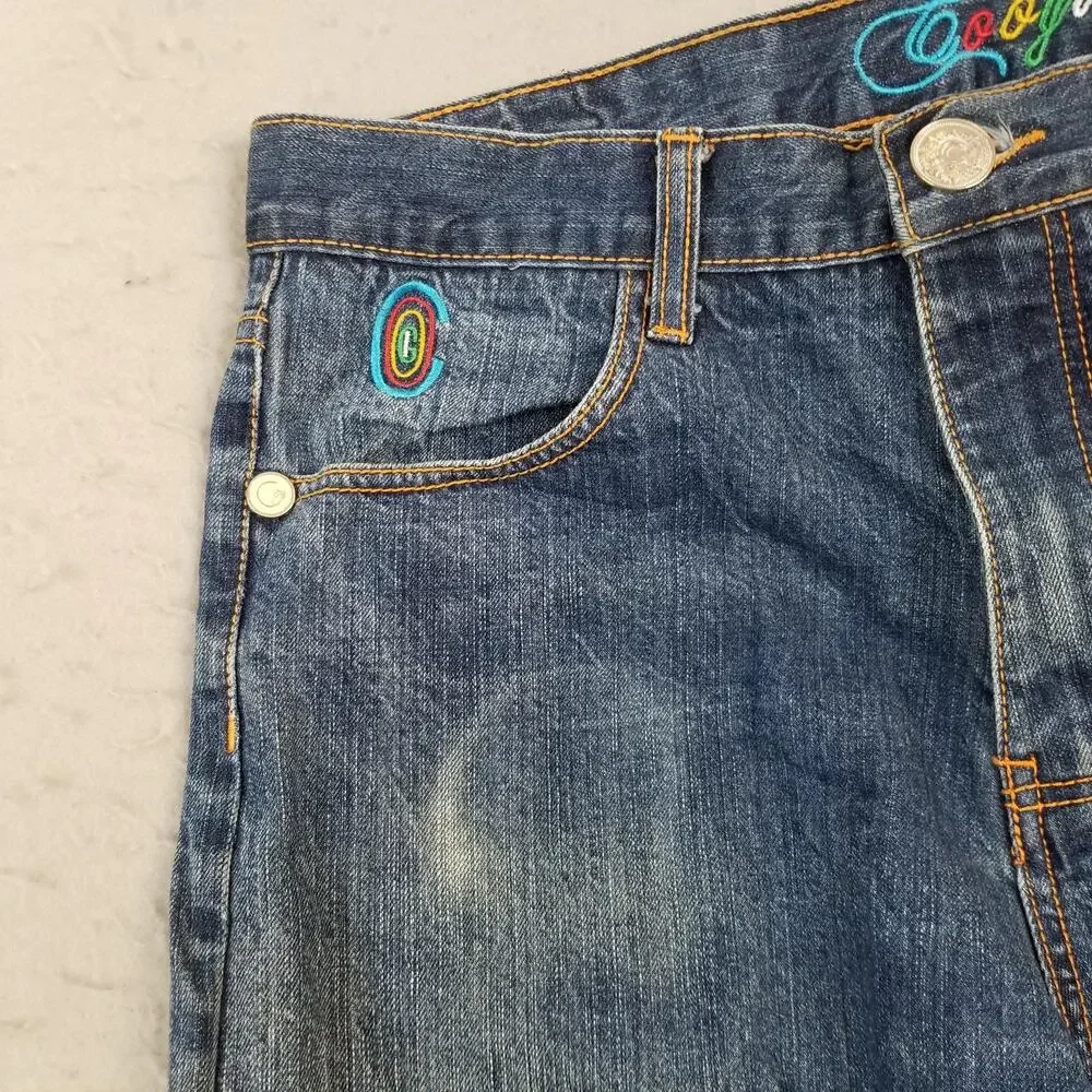 Coogi Jeans Mens 36x34 Blue Denim Embroidered Dragon Back Pocket Baggy Hip‎ Hop